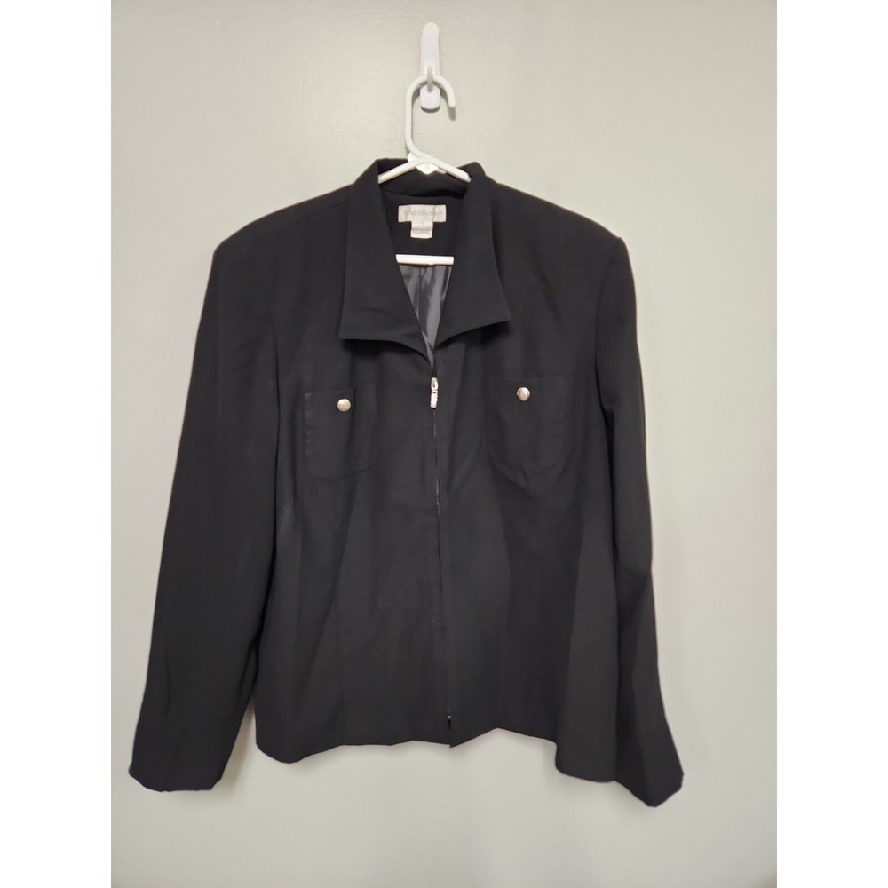 Worthington Women's Plus Black Polyester Blazer Jacket Size 18 Zip